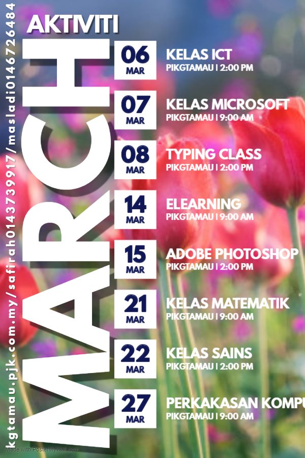 Copy of March Spring Event Schedule Calendar Template - Made with PosterMyWall